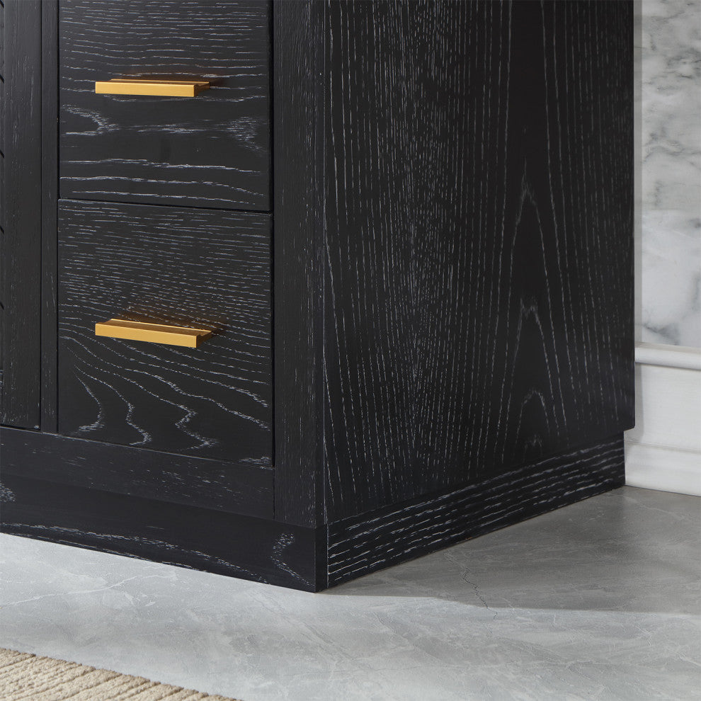 Altair Gazsi Black Oak Bathroom Vanity Set, 36", With Mirror