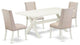 5-Piece Kitchen Table Set, 4 Chairs and Wood Table, Linen White