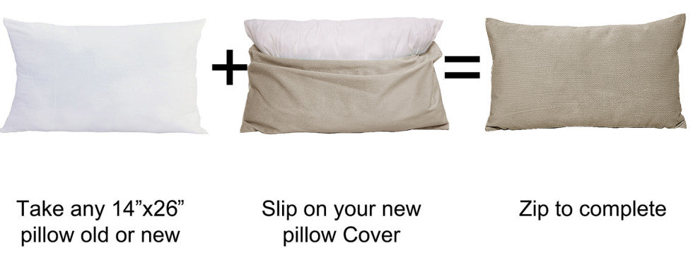 Milliken Plush Pillow Shell 2 Piece Set, Oatmeal, 14" X 26"
