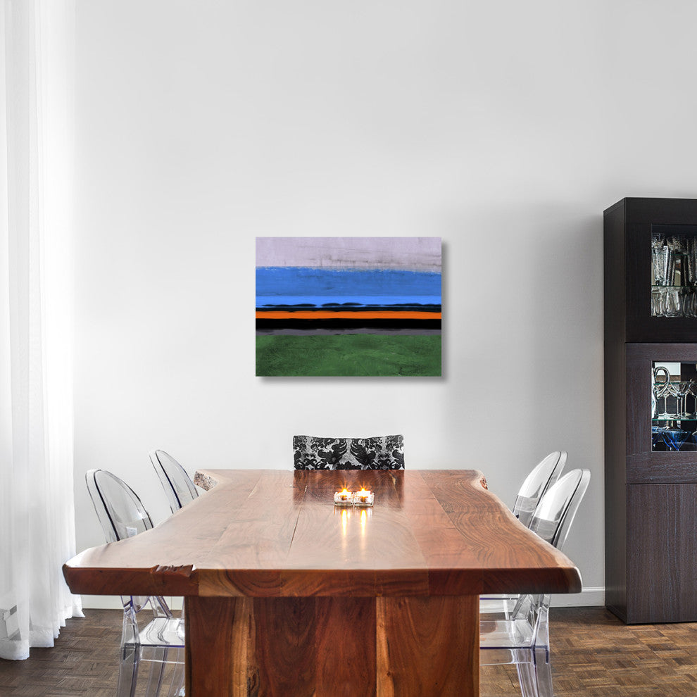 "Abstract Stripe Theme Orange And Blue" Fine Art Print