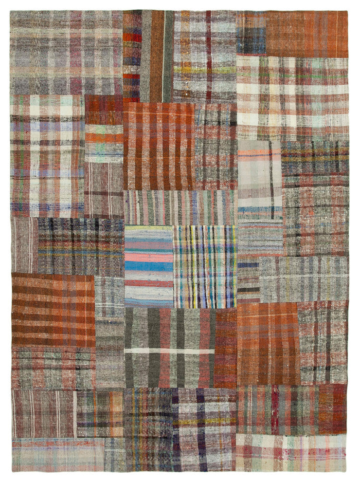 Rug N Carpet - Handmade Turkish 8' 8'' x 11' 10'' Wool Patchwork Kilim Rug