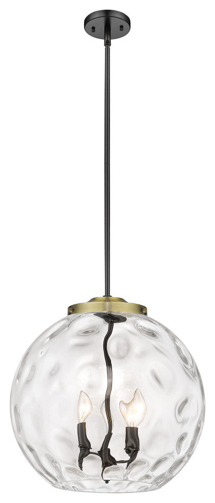 Athens Water Glass Pendant, Black Antique Brass, Clear Water Glass