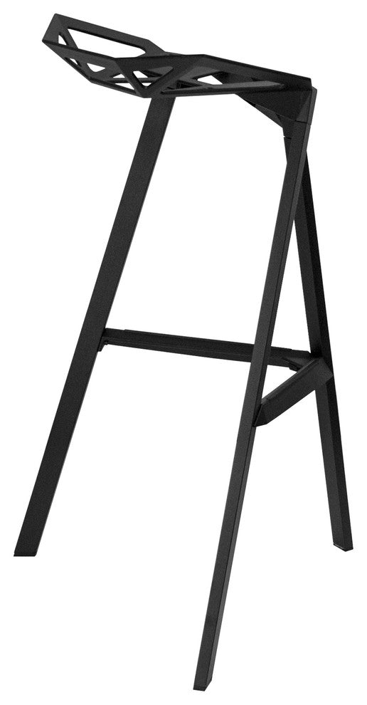 Mod Made Geometric Aluminum Modern Barstool, Set of 2, Black