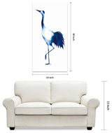 "Ink Drop Crane 2" Wall Art on Frameless Free Floating Tempered Glass Panel