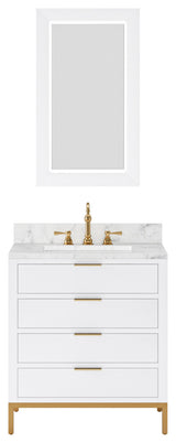 Bristol 30" Vanity, White With Mirrors and Hook Faucet