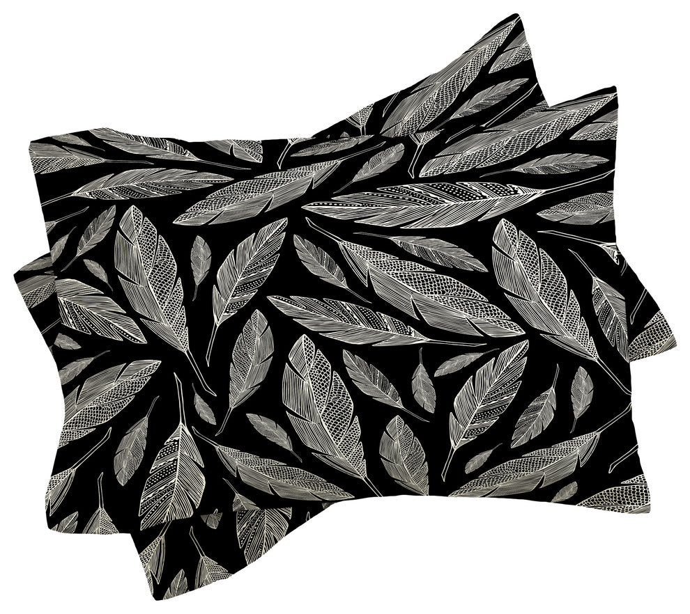 Heather Dutton Float Like A Feather Black Duvet Cover Set, Queen