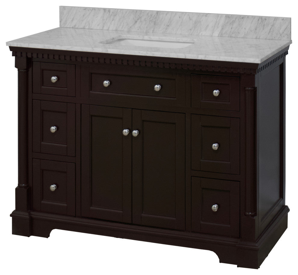 Sydney 48" Bathroom Vanity, Chocolate, Carrara Marble
