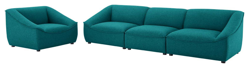 Armchair and Sofa Set, Fabric, Teal Blue, Modern, Living Lounge Hospitality