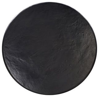 Elika Black Faux Plaster Round Dining Table, Eclectic Minimalst Outdoor Table