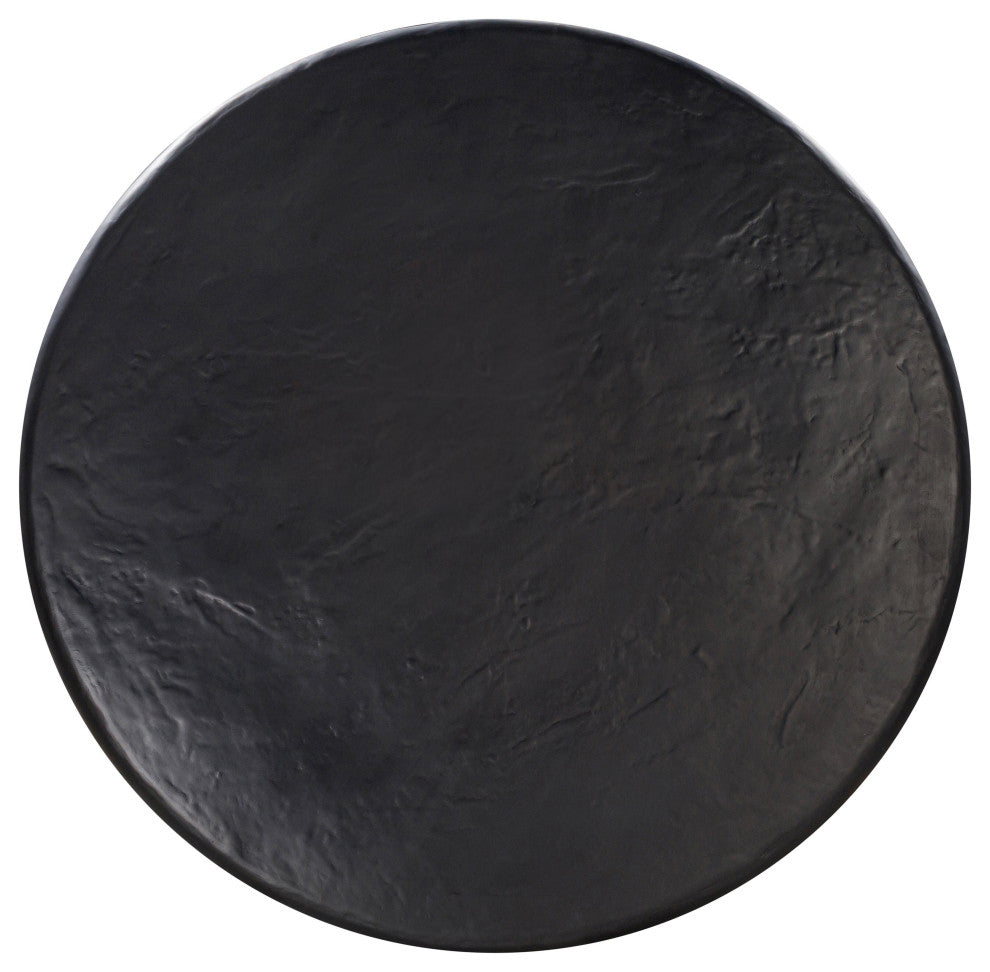 Elika Black Faux Plaster Round Dining Table, Eclectic Minimalst Outdoor Table