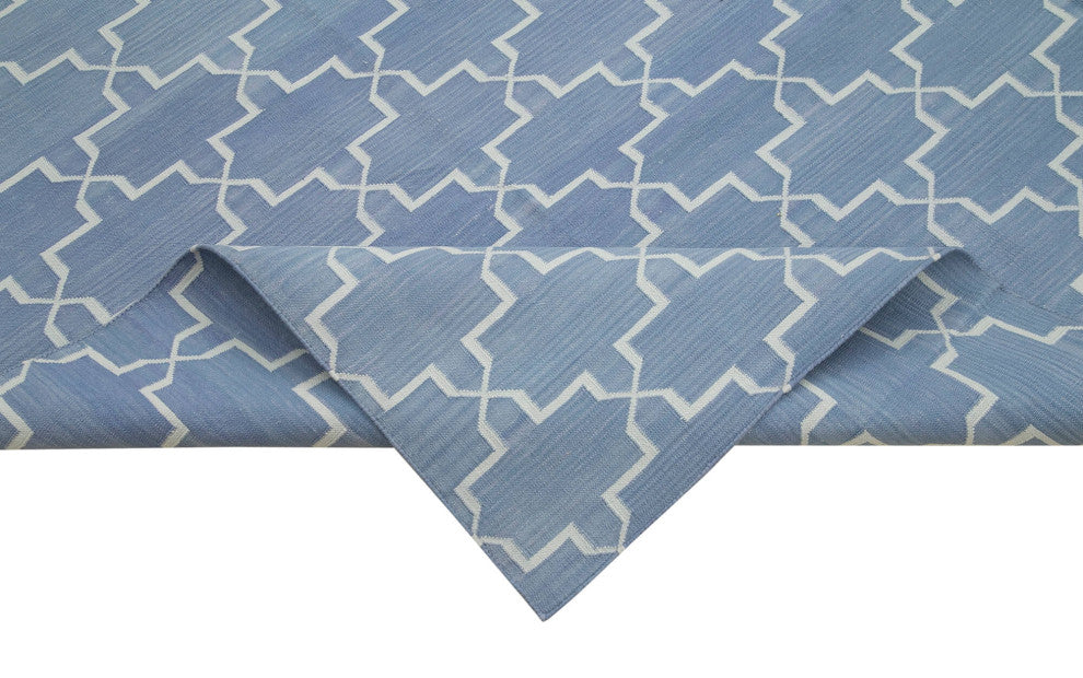 Rug N Carpet - Handmade Wool 8' 2'' x 10' 0'' Modern Design Dhurrie Kilim Rug