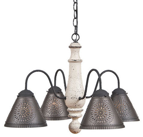Crestwood Wooden Chandelier in Americana Colors, Vintage White