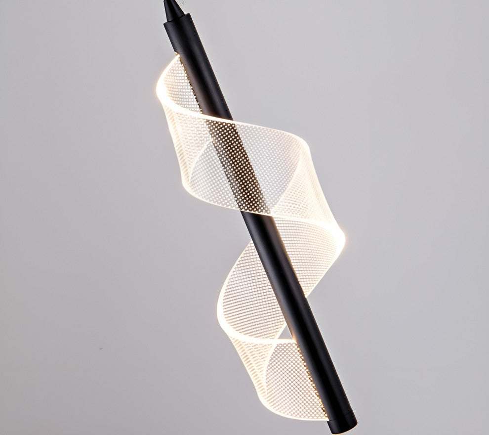 Bonassola | Exceptional Long Spiral LED Pendant Chandelier, Black, 6pcs