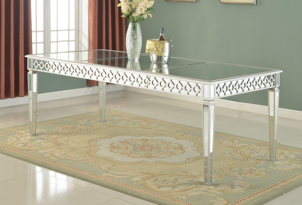 Sophie Silver Mirrored Dining Room Table