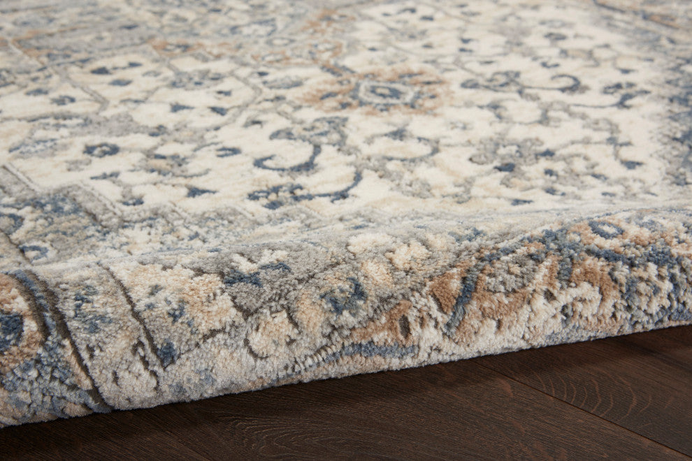 Nourison Quarry Qua05 Traditional Rug, Ivory and Gray, 3'9"x5'9"