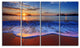 Blue Waves on Sandy Beach, Seashore Canvas Art Print, 48"x28", 4 Panels
