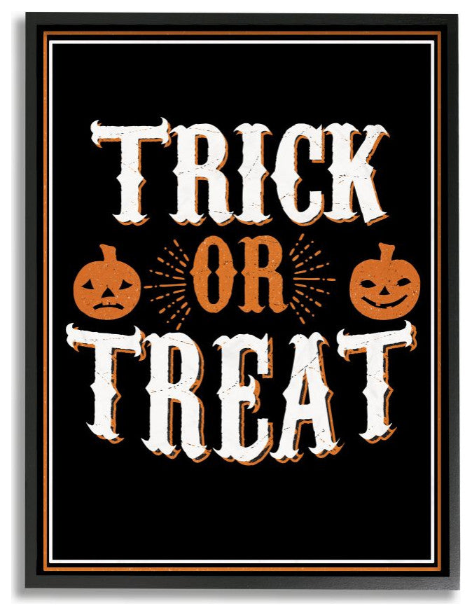 Trick Or Treat Orange Black Holiday Word Design, 11"x14"
