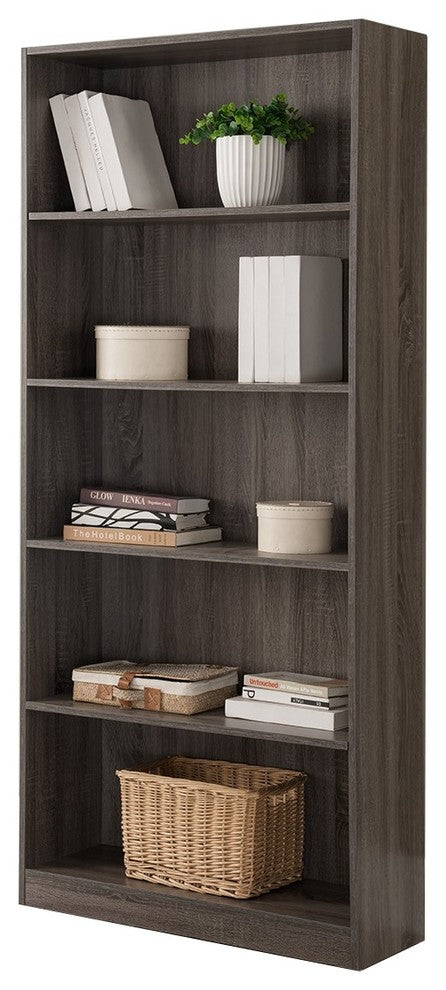 Modern Beech Custom Bookcase Shelf, Distressed Gray