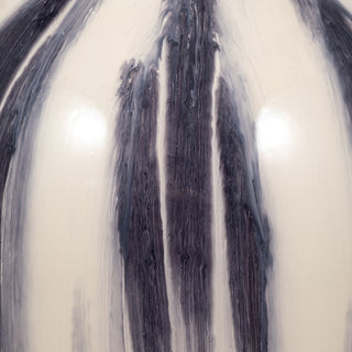 Glass, 20" Striped Vase, Black/White
