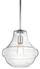 Transitional Everly Pendant, Chrome With Clear Glass