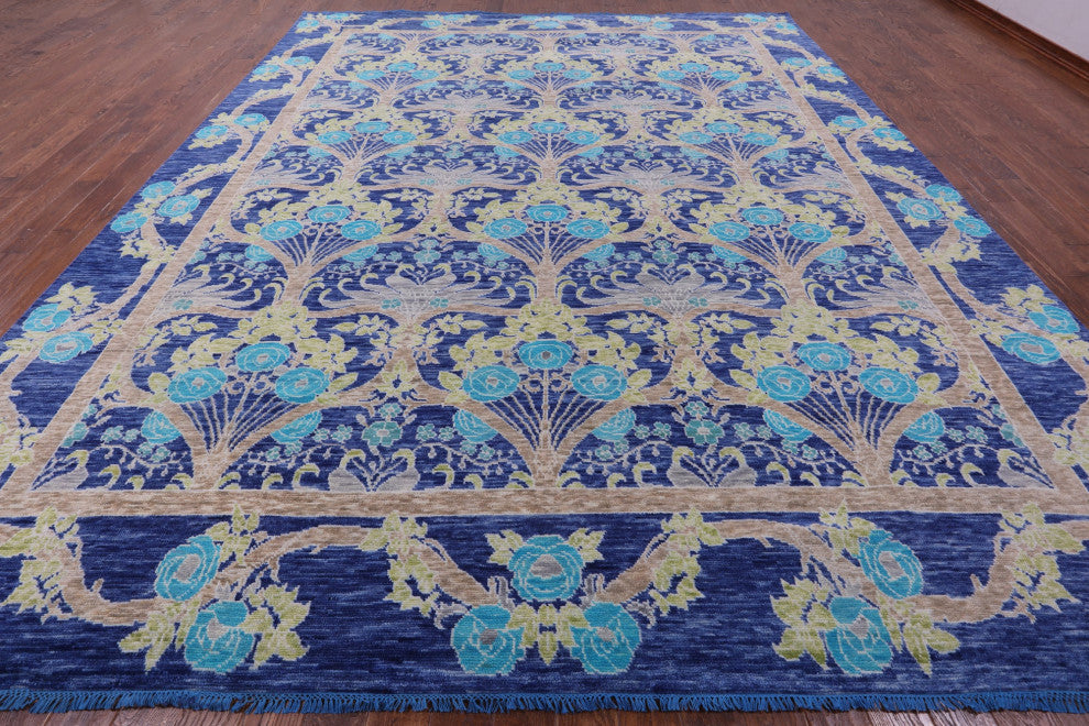 11' 11" X 15' 0" Handmade William Morris Wool Rug - Q15733