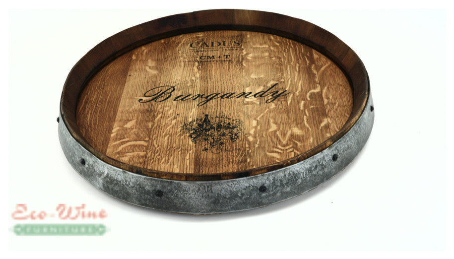 Wine Barrel Lazy Susan Burgandy
