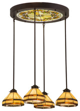 27W Middleton Art Glass Ceiling Medallion 4 LT Pendant