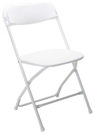 Celebration Poly Folding Chair, White With White Frame