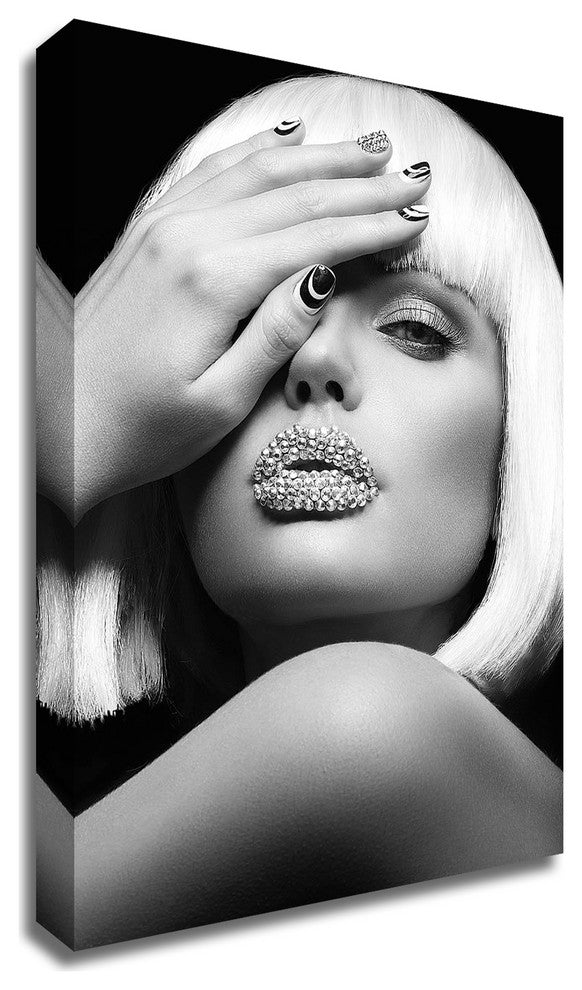 Diamond Lips BW by Design Fabrikken, Print on Canvas, 24"x36"