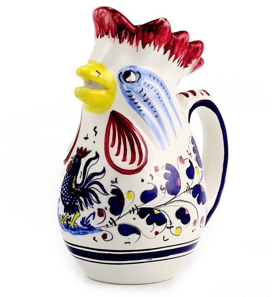 Orvieto Blue Rooster, Rooster Of Fortune Pitcher (1 Liter 34 Oz 1 Qt)