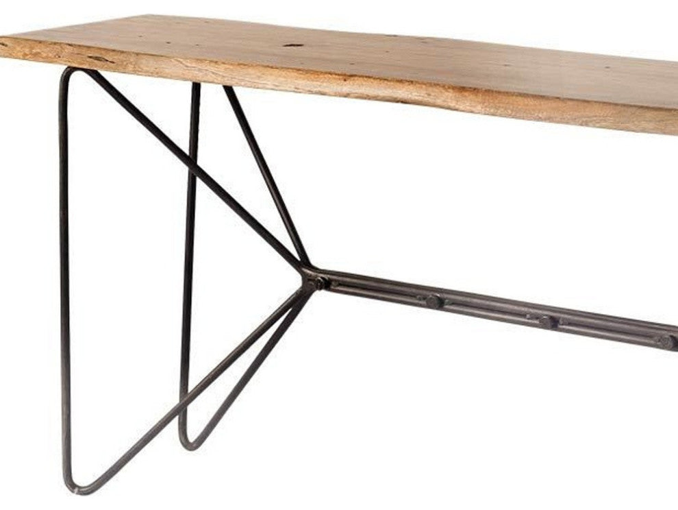 16" Brown Solid Wood 4 Legs Console Table