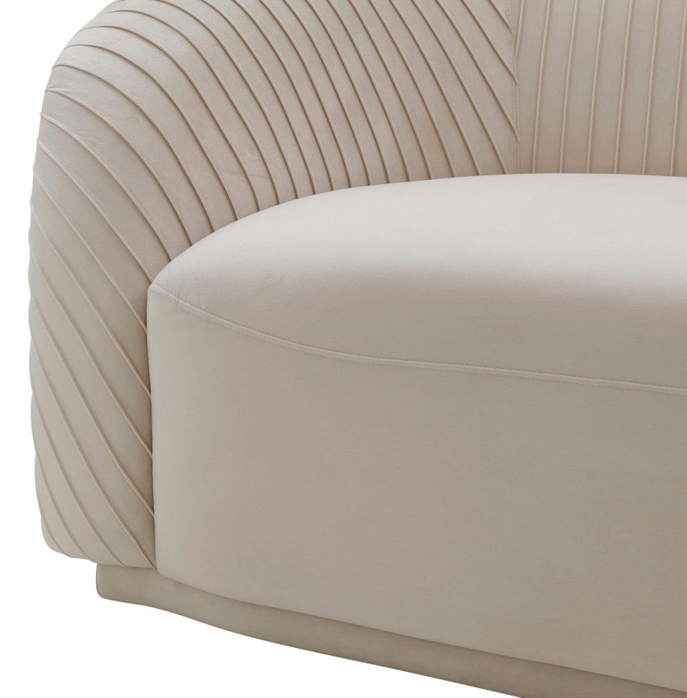 TOV Furniture Yara Pleated Beige Velvet Sofa