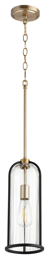 Espy Soft Contemporary Pendant in Noir with Aged Brass