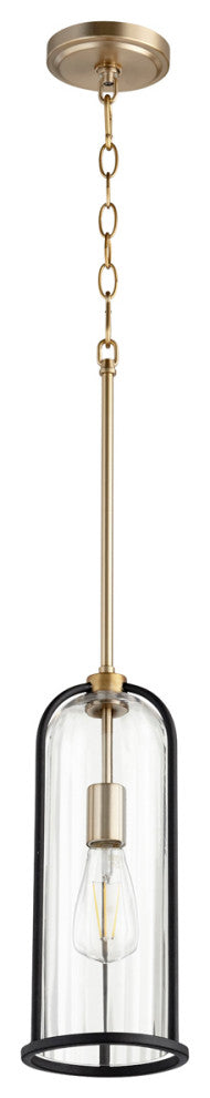 Espy Soft Contemporary Pendant in Noir with Aged Brass