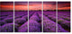 "Red Sunset Over Lavender Field" Wall Art Landscape, 5 Panels, 60"x28"