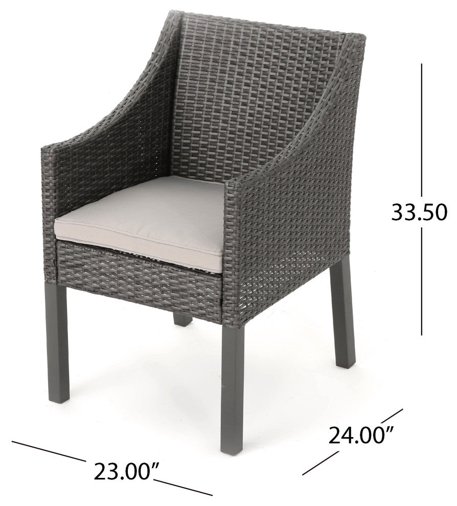GDF Studio 5-Piece Marcy Outdoor Square Dining Set, Gray/Gray/Silver