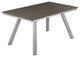 Benzara BM287730 Outdoor Table, Polyresin Plank Top, Smooth Gray Aluminum Frame
