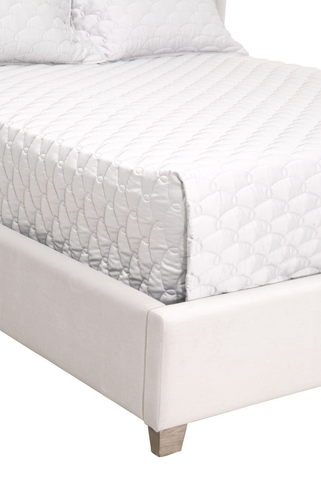 Chandler Bed, Cream Velvet, Natural Gray, Standard King