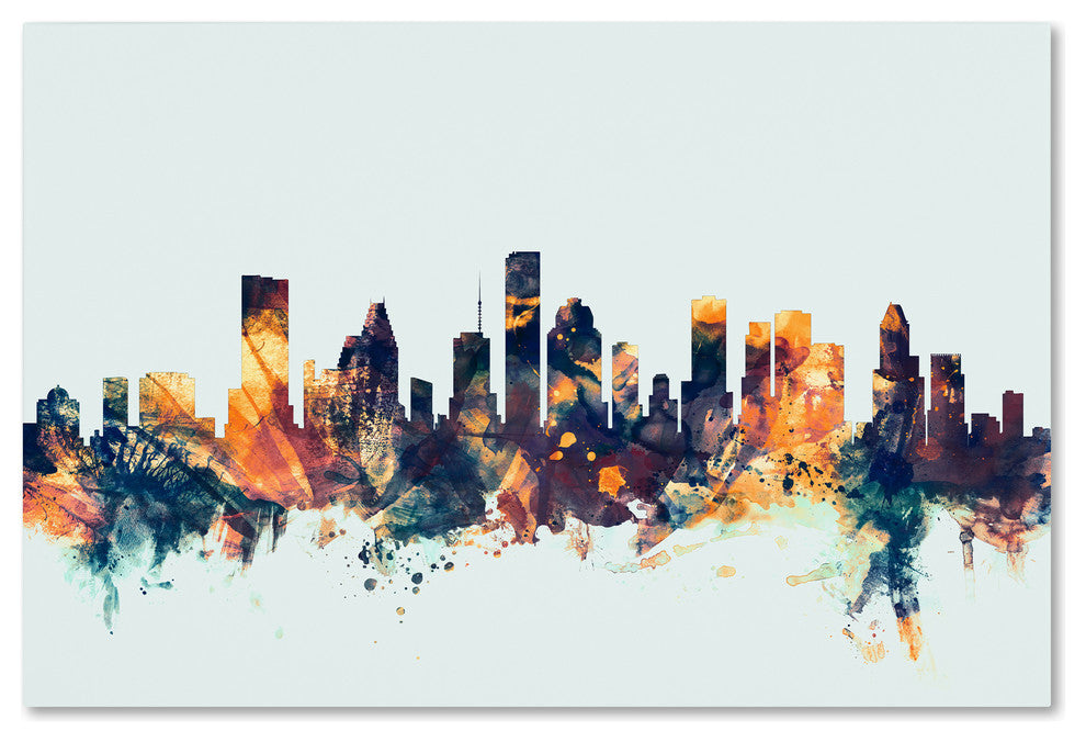 Michael Tompsett 'Houston Texas Skyline Blue' Canvas Art, 12x19