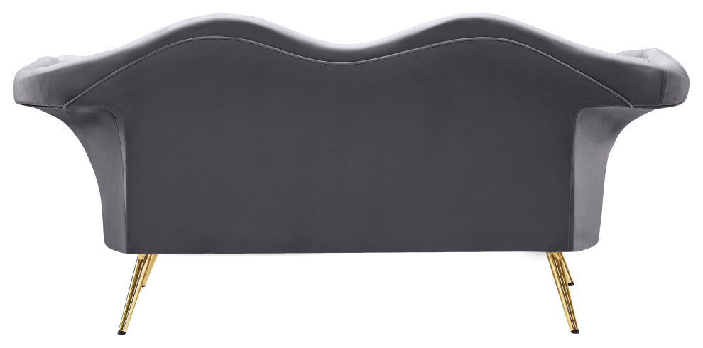 Lips Velvet Upholstered Loveseat, Gray