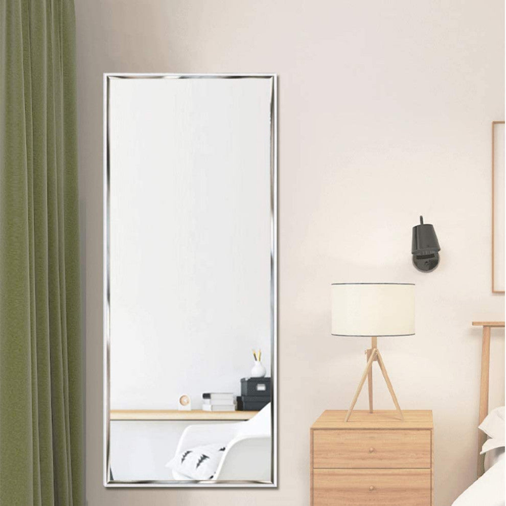 Wall Mounted Mirror, Vertical Black Frame, White