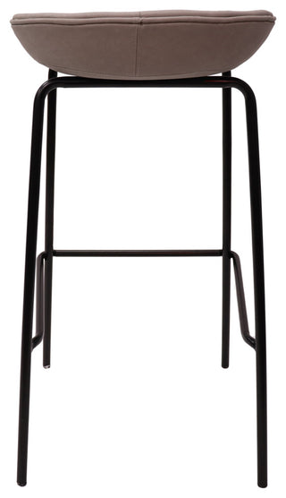 LeisureMod Servos Barstool With Faux Leather Seat and Iron Frame, Light Gray