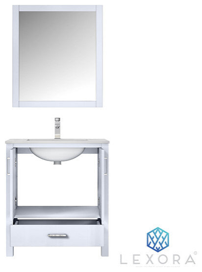 Jacques 30" White Single Sink Vanity Set with White Carrara Marble Top