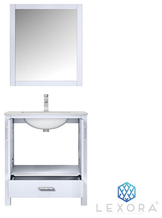 Jacques 30" White Single Sink Vanity Set with White Carrara Marble Top