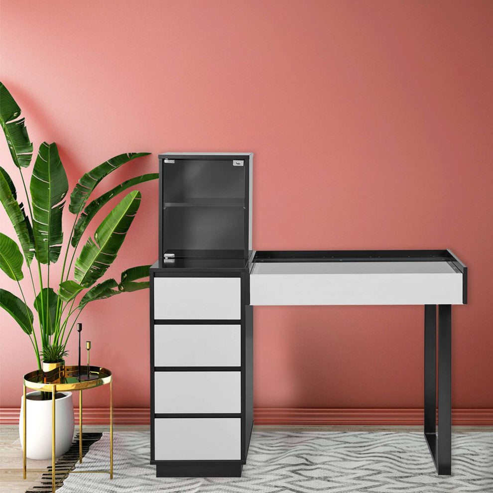 SlayStation Duet Vanity Table Desk, Black/Gray