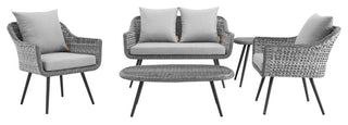 Endeavor 5Pc Outdoor Patio Loveseat Armchair Coffee Table Set EEI3178GRYGRYSET