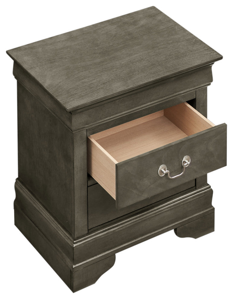 Louis Philippe 2-Drawer Nightstand (24 in. H X 21 in. W X 16 in. D), Gray