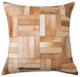 18"x18" Torino Parquet Cowhide Pillow, Tan
