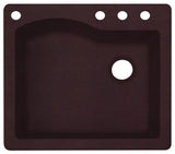 Swan 25x22x9.5 Granite Kitchen Sink, 4-Hole, Espresso