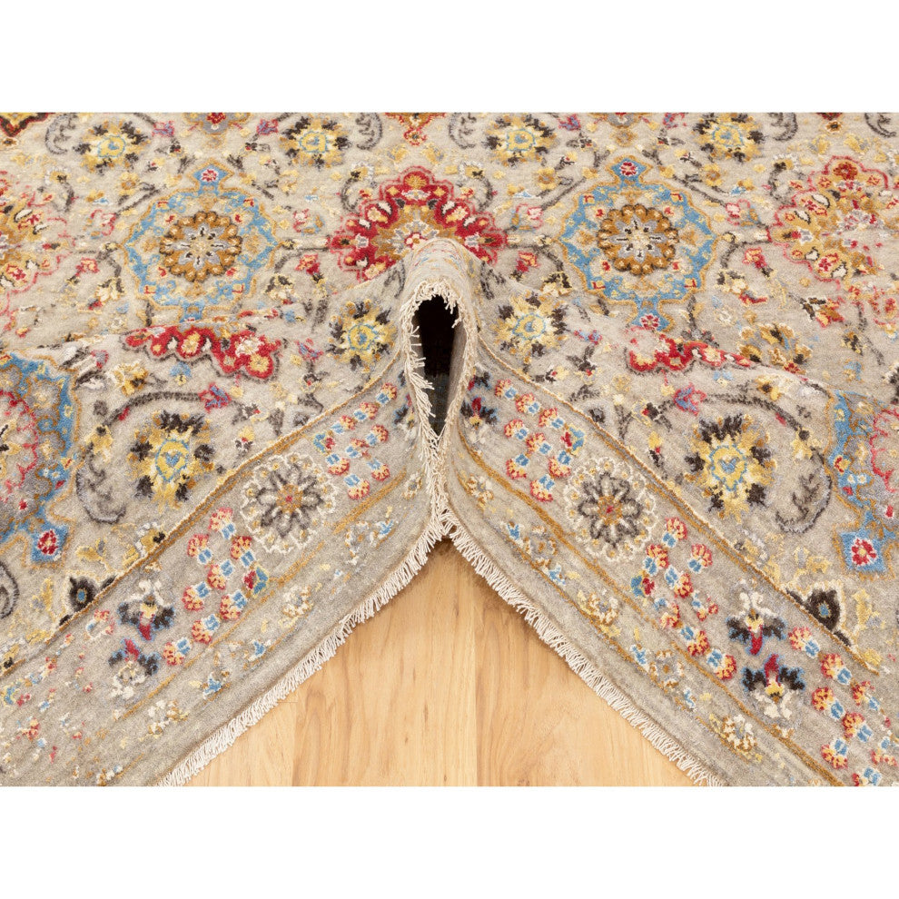 THE SUNSET ROSETTES Wool And Pure Silk Hand Knotted Oriental Rug, 6'1"x9'0"